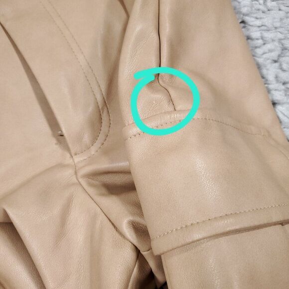 7 For All Mankind Faux Vegan Leather High Rise Straight Cargo Pants Tan Small - Picture 5 of 14